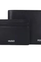 skórzany piniginė+vizitinių kortelių dėklas HUGO juoda