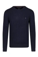megztinis classic cotton blend | regular fit | su vilnos priemaiša Tommy Hilfiger tamsiai mėlyna