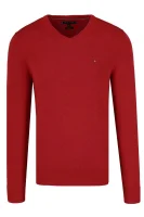 megztinis | regular fit | su šilko priemaiša Tommy Hilfiger raudona