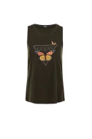 top marškinėliai butterfly GUESS chaki