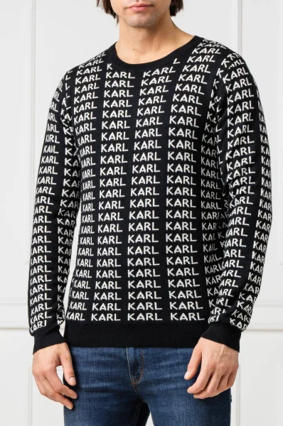 vilnonis megztinis | regular fit Karl Lagerfeld juoda
