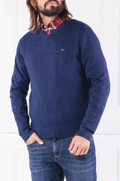 megztinis pima | regular fit | su kašmyru Tommy Hilfiger tamsiai mėlyna