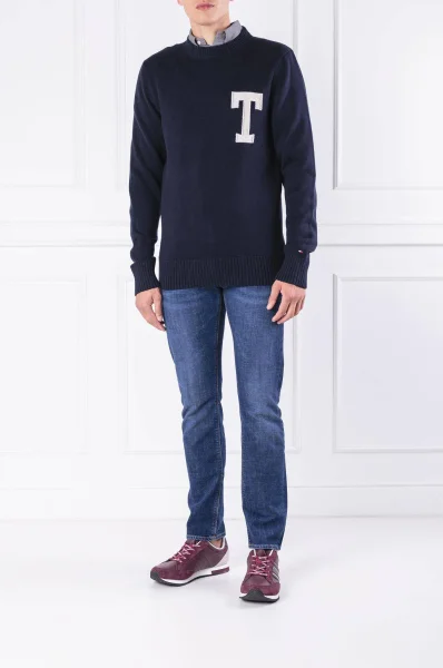 megztinis logo cneck | regular fit Tommy Hilfiger tamsiai mėlyna
