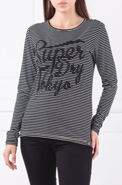 džemperis amelia lurex graphic top marškinėliai | slim fit Superdry juoda