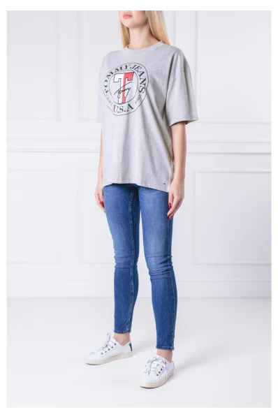 marškinėliai tjw boyfriend stamp | loose fit Tommy Jeans pilka