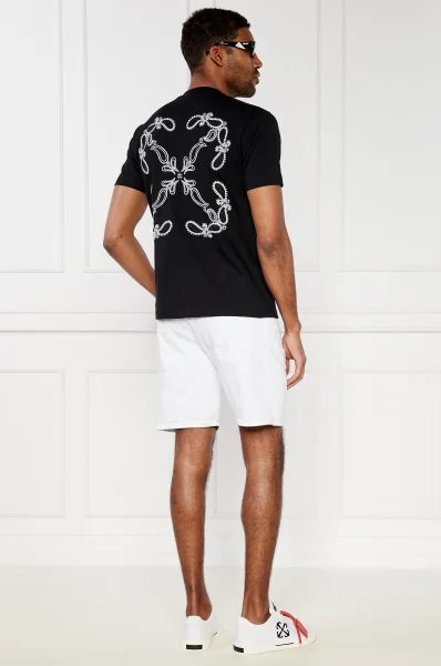 Marškinėliai BANDANA | Slim Fit OFF-WHITE juoda
