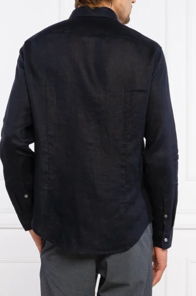 Lininė marškiniai | Regular Fit Emporio Armani tamsiai mėlyna