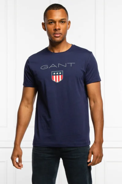 Marškinėliai SHIELD SS | Regular Fit Gant tamsiai mėlyna