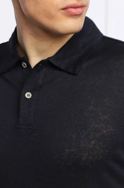 Lininis polo marškinėliai KISMI | Regular Fit GUESS tamsiai mėlyna