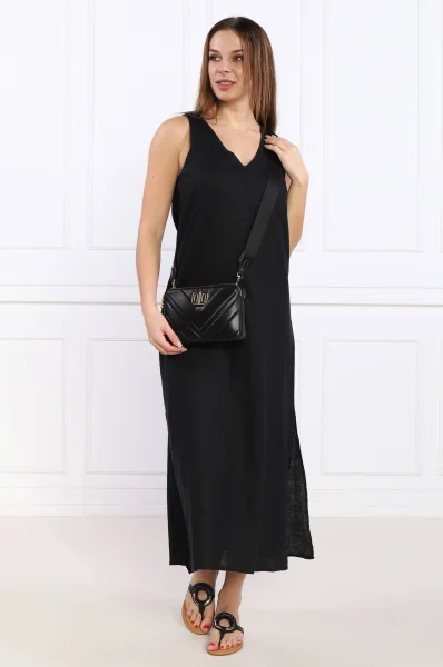 Lininė suknelė DKNY juoda
