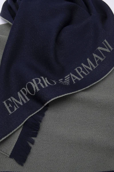 vilnonis šalikas Emporio Armani tamsiai mėlyna