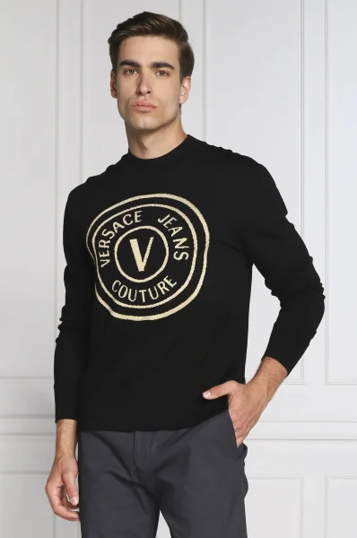 Vilnonis megztinis | Slim Fit Versace Jeans Couture juoda