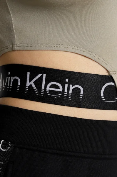 Marškinėliai WO - 1/4 ZIP | Cropped Fit Calvin Klein Performance alyvų