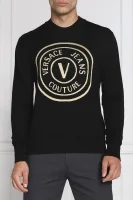 Vilnonis megztinis | Slim Fit Versace Jeans Couture juoda