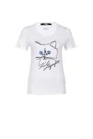 tėjiniai marškinėliai choupette sketch Karl Lagerfeld balta